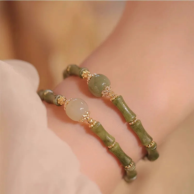 Women's Hetian jade bracelet with round geometry shape in dark green and light colour options