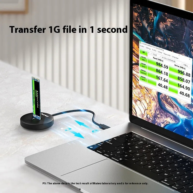 Black external hard disk with USB Type-C connector and ABS material casing