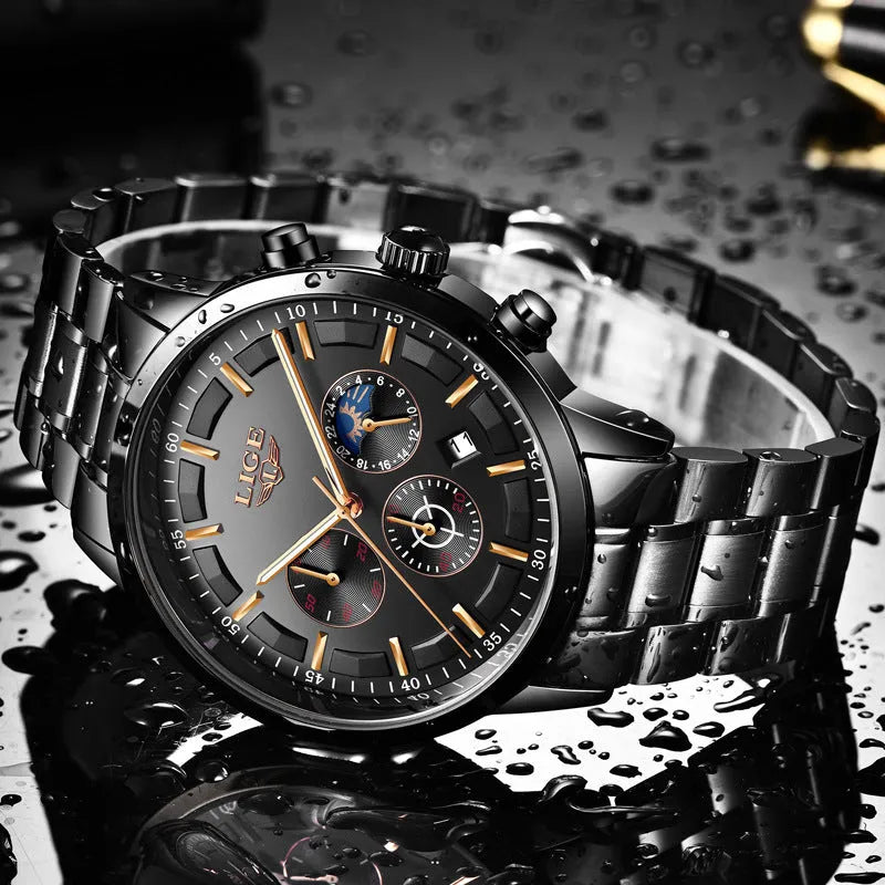 Men's waterproof quartz sports watch in multiple colours with 12mm thickness