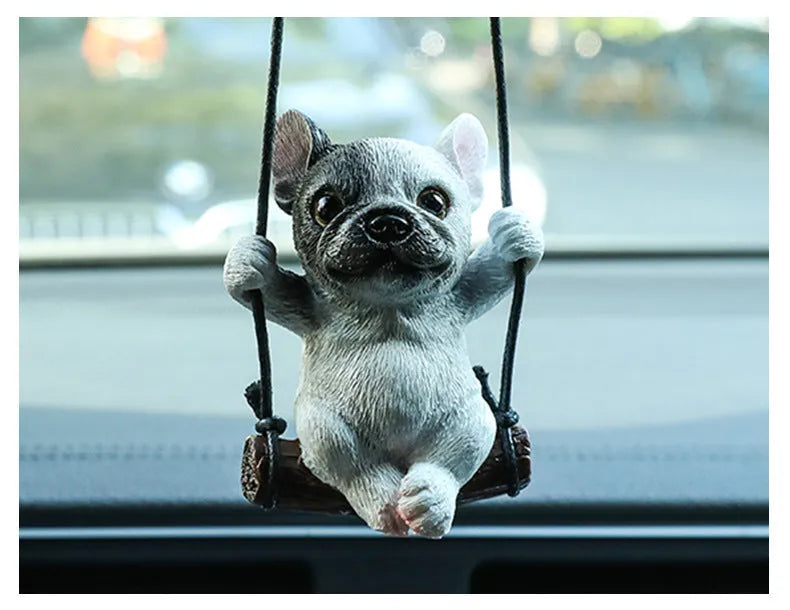 Resin bulldog cartoon car pendant ornament hanging from rearview mirror