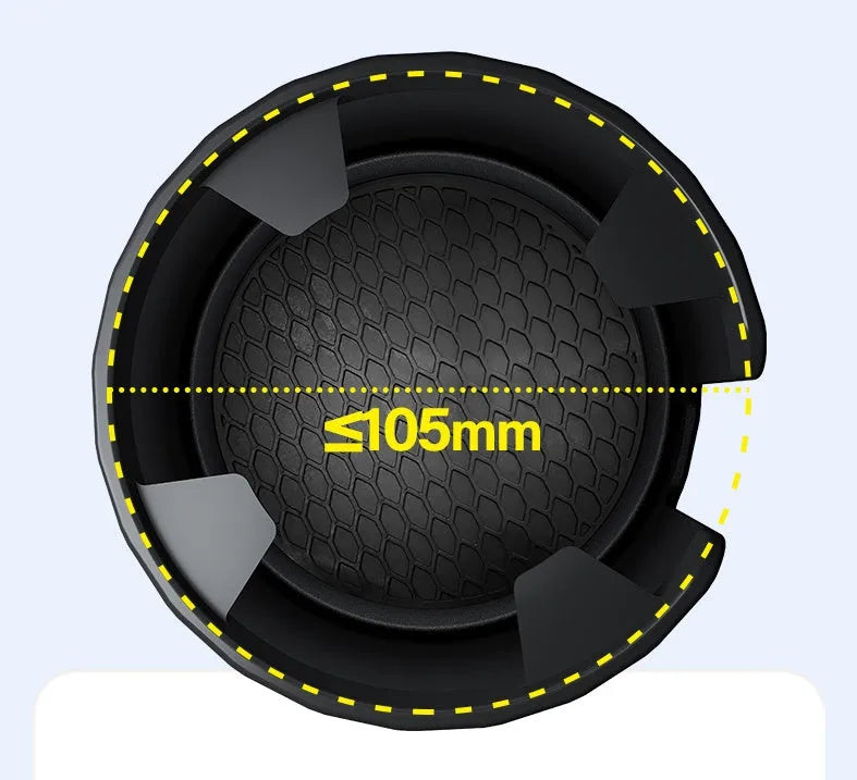 Matte black car cup holder expander with adjustable base for oversized drink containers