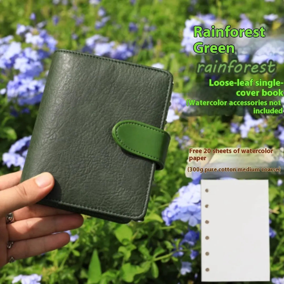 A7 miniature loose-leaf watercolour book showing replaceable page design and colour options
