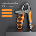 Adjustable electronic spring hand grip with digital counter display in orange colour