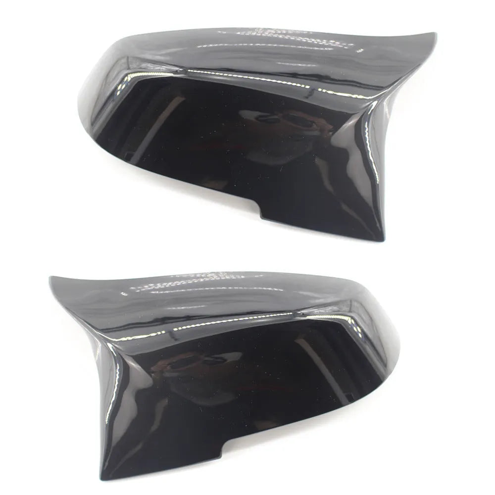 Pair of paint bright black BMW F series replacement rear-view mirror shells