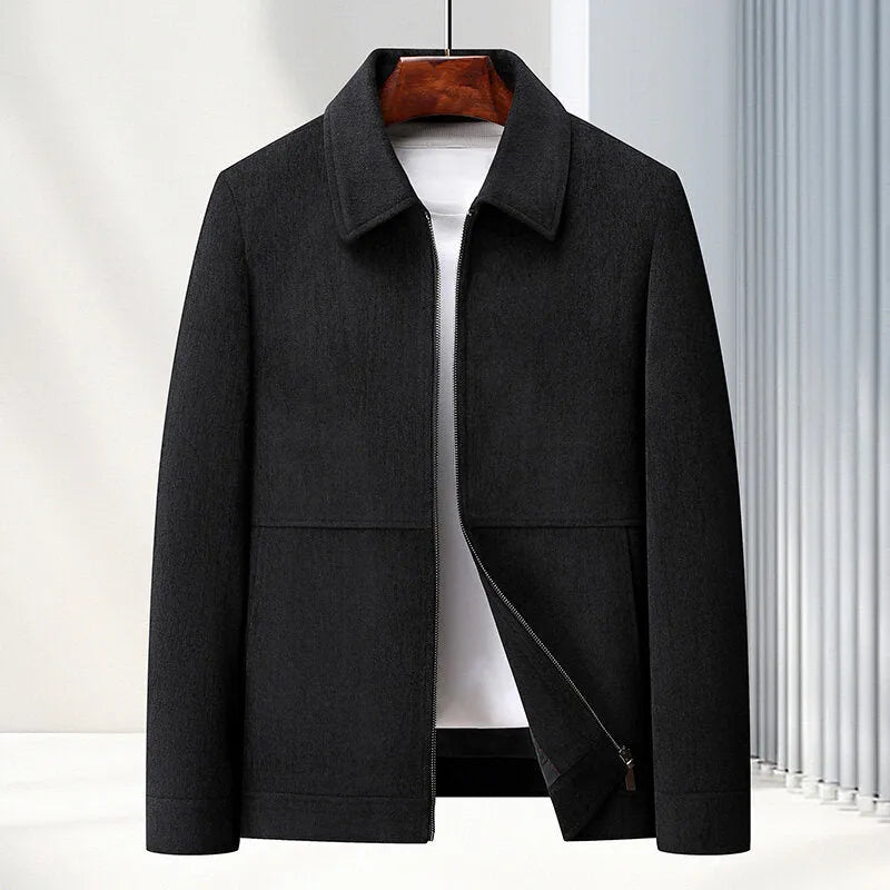 Men's lapel casual coat in slim fit cut with thickening vinyl fabric available in multiple colours