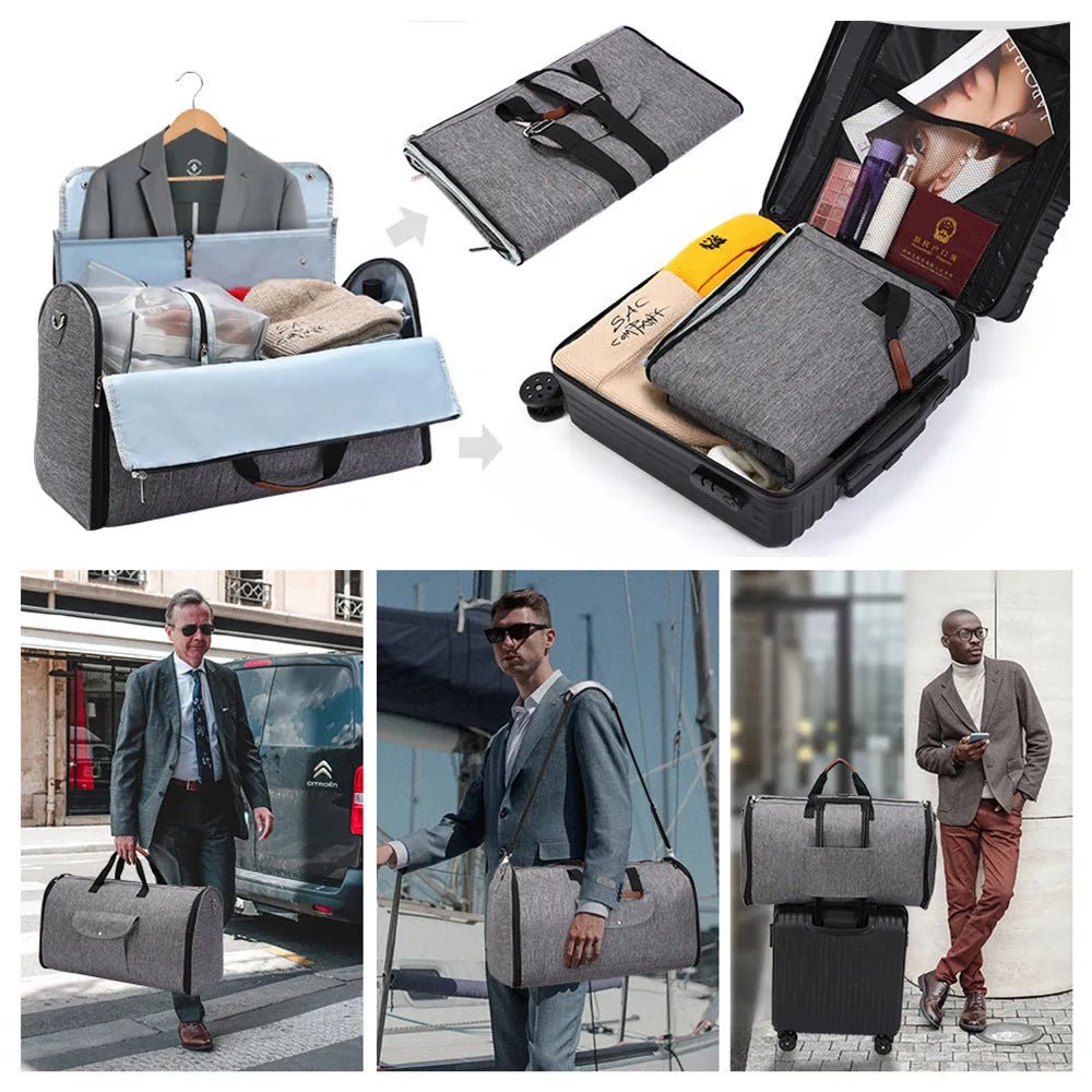 Oxford cloth folding duffel bag in black, navy blue or grey with 36-55L capacity
