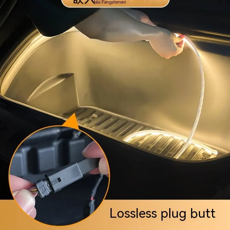 Tesla Model 3/Y front standby box ambience light in soft silicone with Ice Blue, Pure White, and Warm White colour options