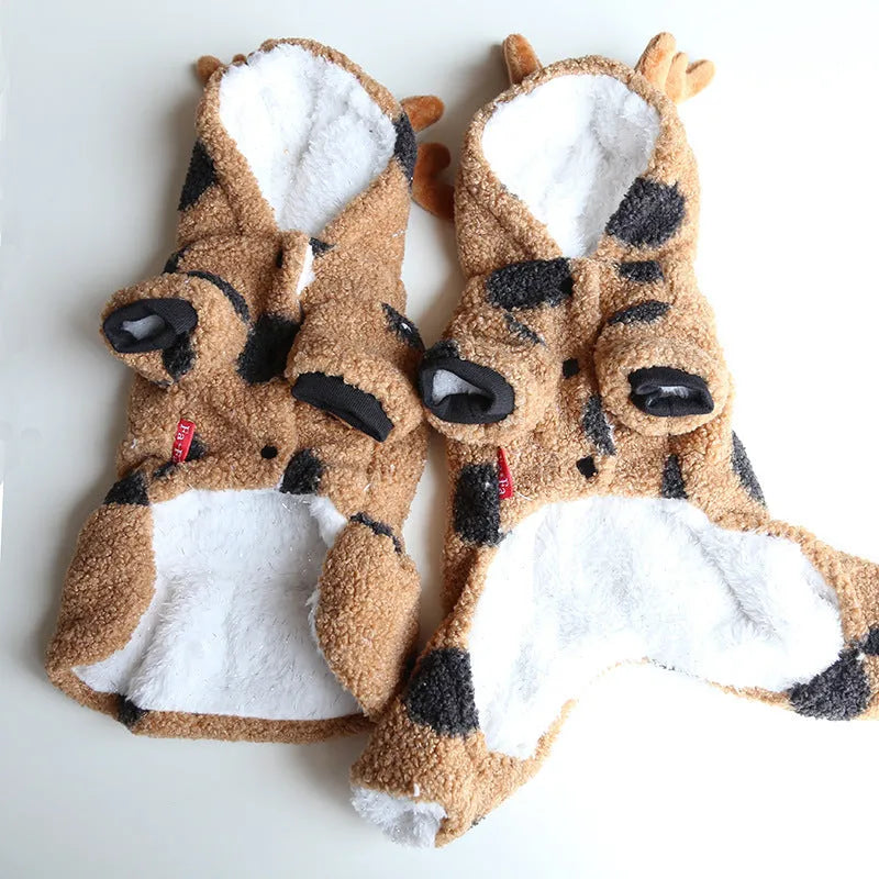 Polka dot elk couple pattern pet clothing for dogs and cats in cloth material