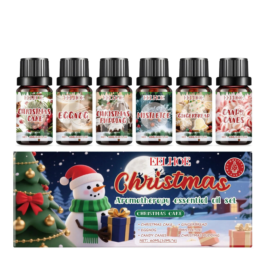 Christmas aromatherapy oil suit with six 60ml bottles containing warm home scent for oil diffusers