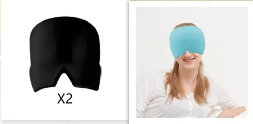 Ice headache relief gel eye mask in black, pink or sky blue, free size 22x17x1.5cm, adjustable 42-66cm, elastic cloth blindfold