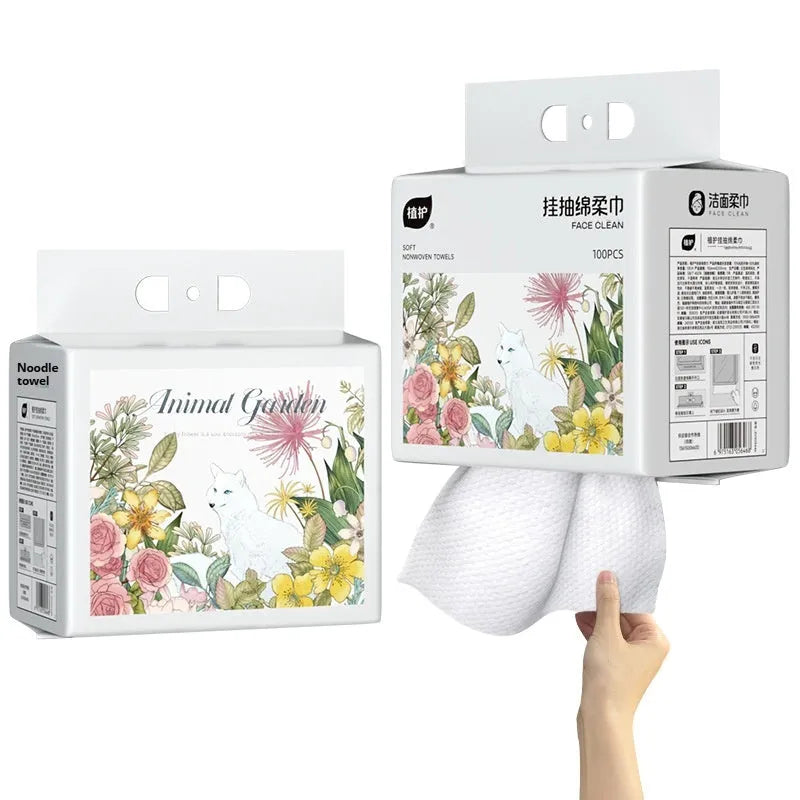 Disposable soft towel roll on hanging removable holder with 100 sheets