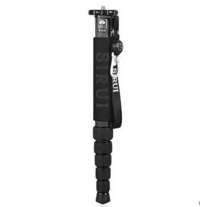 Black carbon fibre SLR camera monopod extended to full height