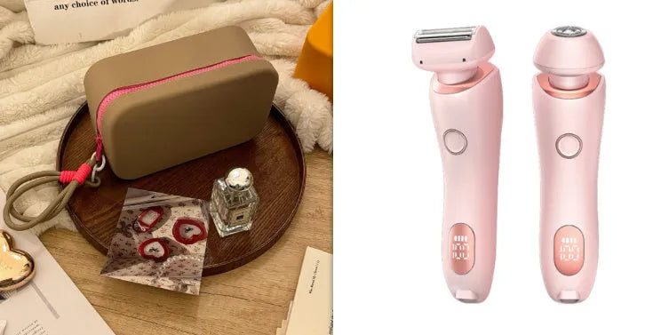 2 in 1 women's electric shaver with square foil and round rotating heads, USB rechargeable, pink colour
