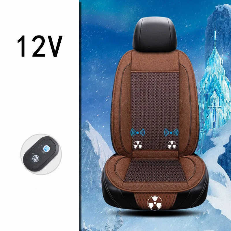 Black car ventilation seat cushion with air circulation system measuring 60x60cm