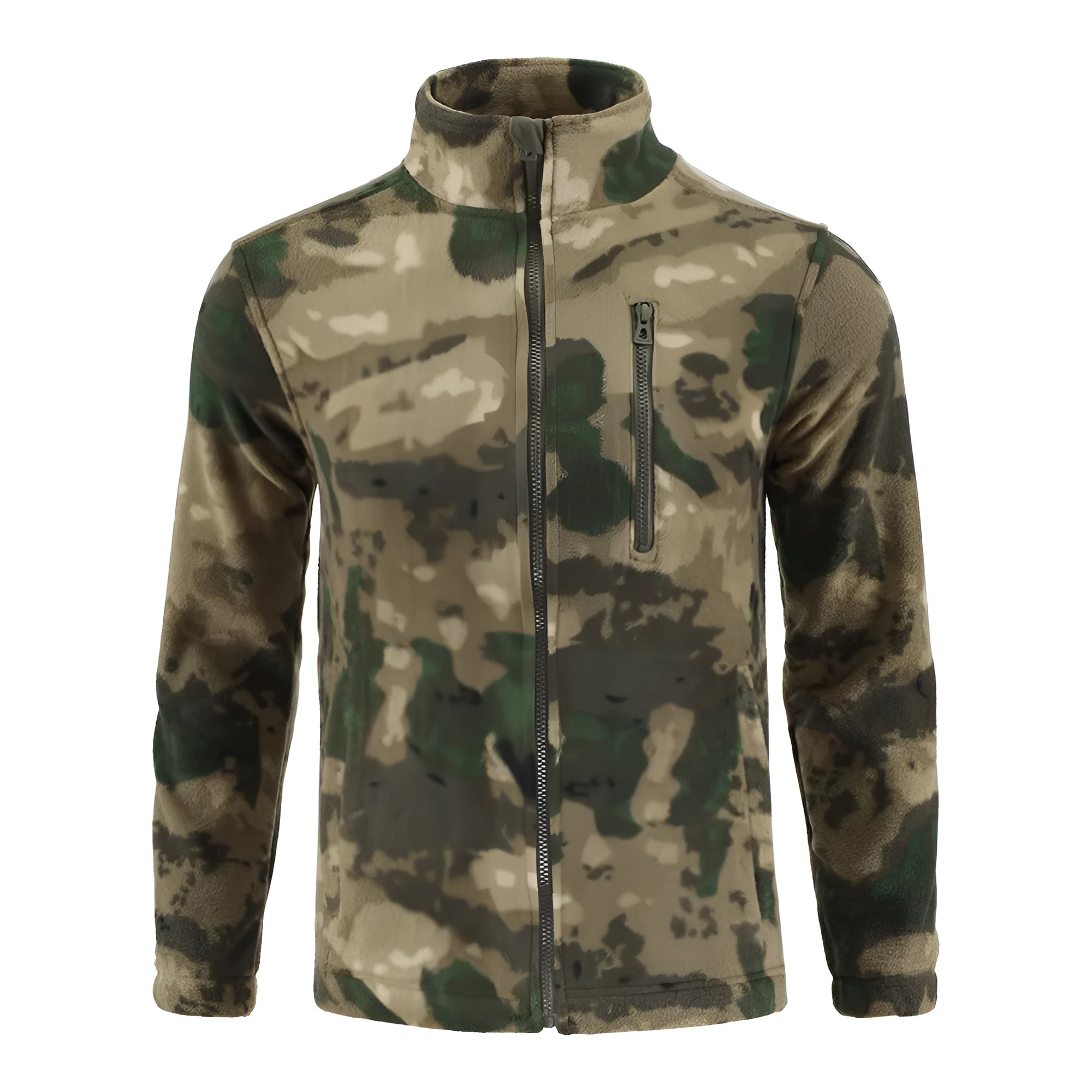 Men's camouflage double-sided polar fleece cardigan jacket with full front zip in CC Camouflage colour