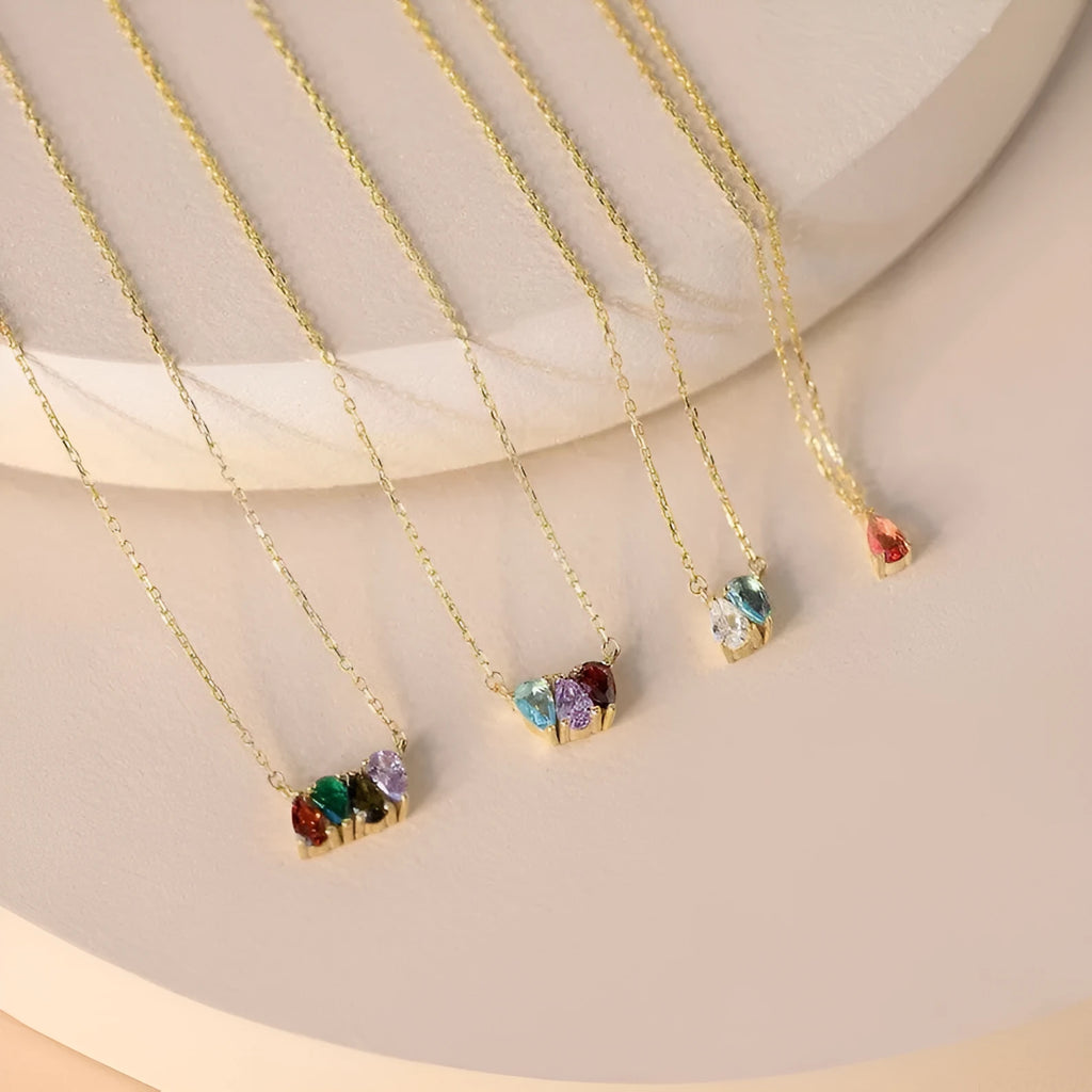 Titanium steel birthstone necklace with a zircon pendant on a princess chain in silver colour.