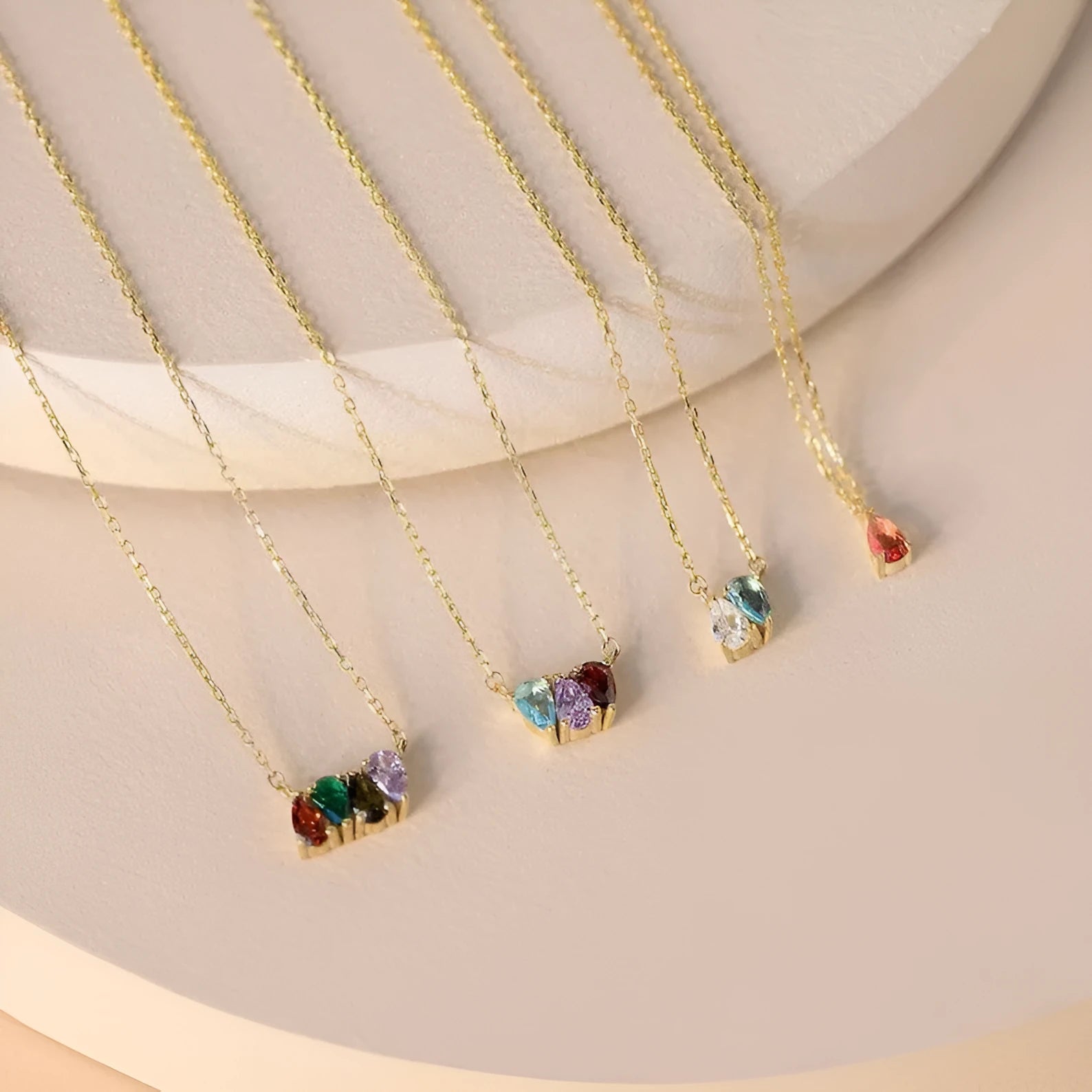 Titanium steel birthstone necklace with a zircon pendant on a princess chain in silver colour.