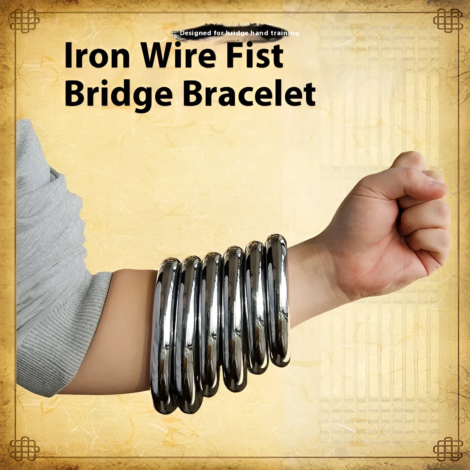 Silver Wing Chun steel training ring for martial arts forearm conditioning