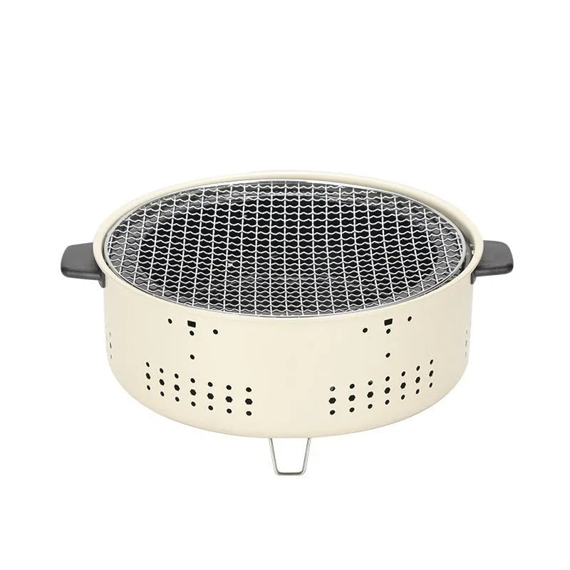 Modern portable charcoal stove with grill rack for indoor cooking and heating
