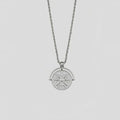 Women's stainless steel sunflower pendant necklace with geometric star designs on hemp flower chain