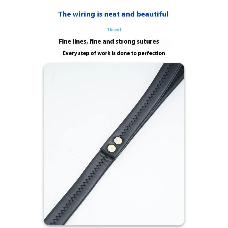 Roran PU leather pet traction belt in black colour showing adjustable length and handle