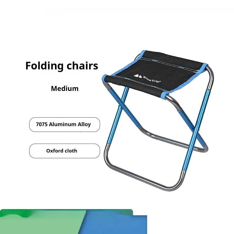 Black aluminium alloy folding stool in national style design for outdoor fishing and camping