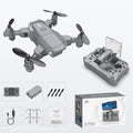 Mini four-axis drone with alloy body, folded size 6 x 7.5 x 3 cm, shown with remote control and protective rings