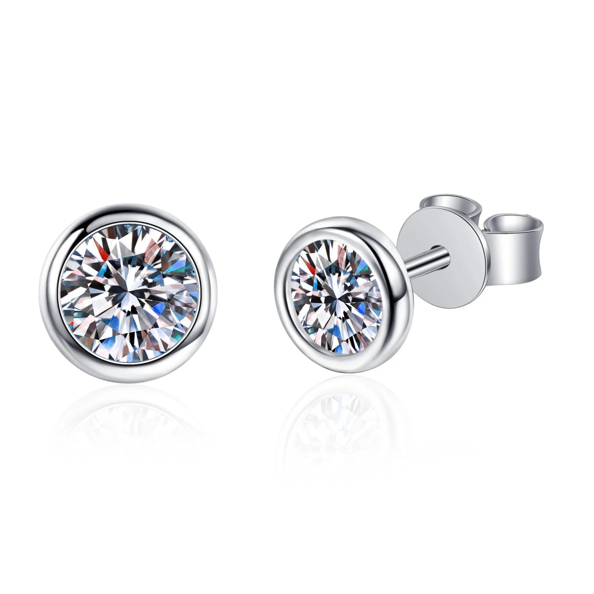 925 sterling silver Pt950 gold plated women's earrings with moissanite or zircon stones in geometric design