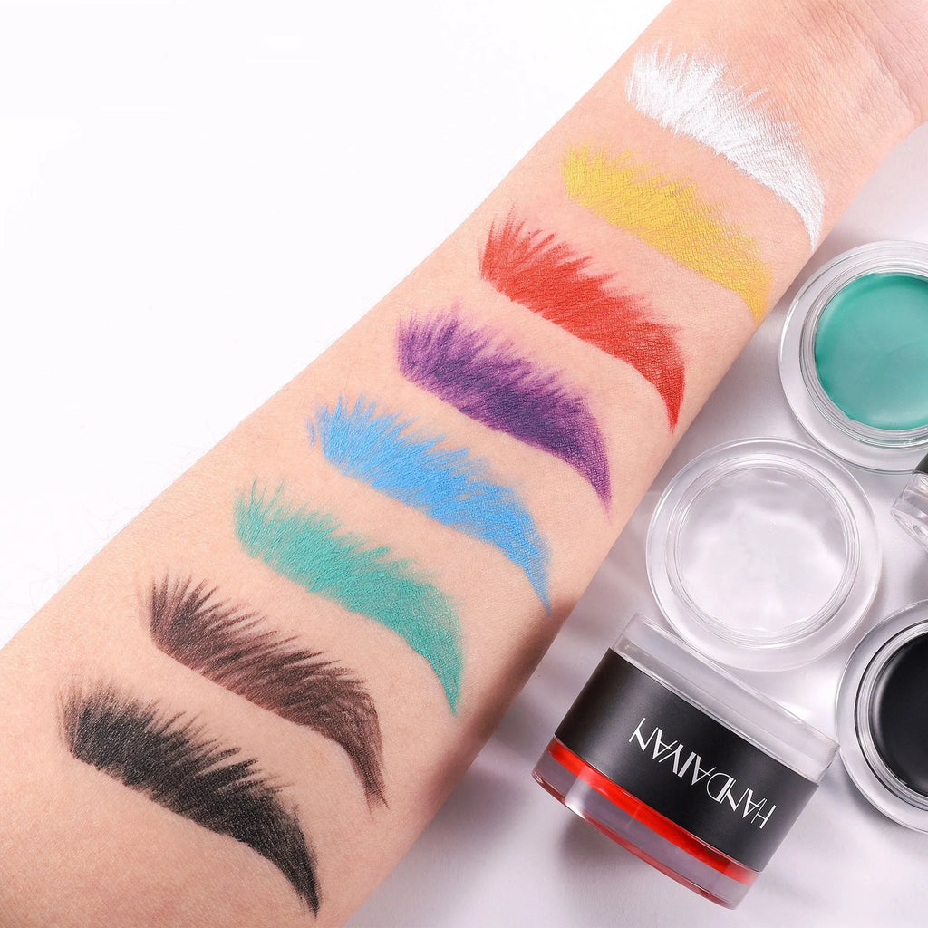 Waterproof 2-in-1 eyebrow wax and brow cream set with 4.3g each and eight colour options