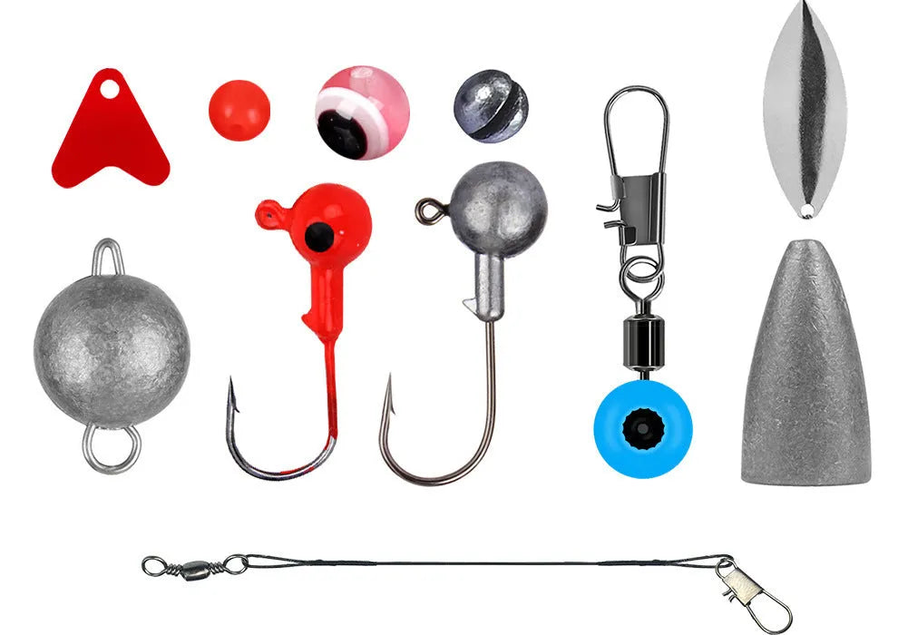 Weihe 257-piece fishing lure accessory kit in ABS storage box for Texas and sea fishing