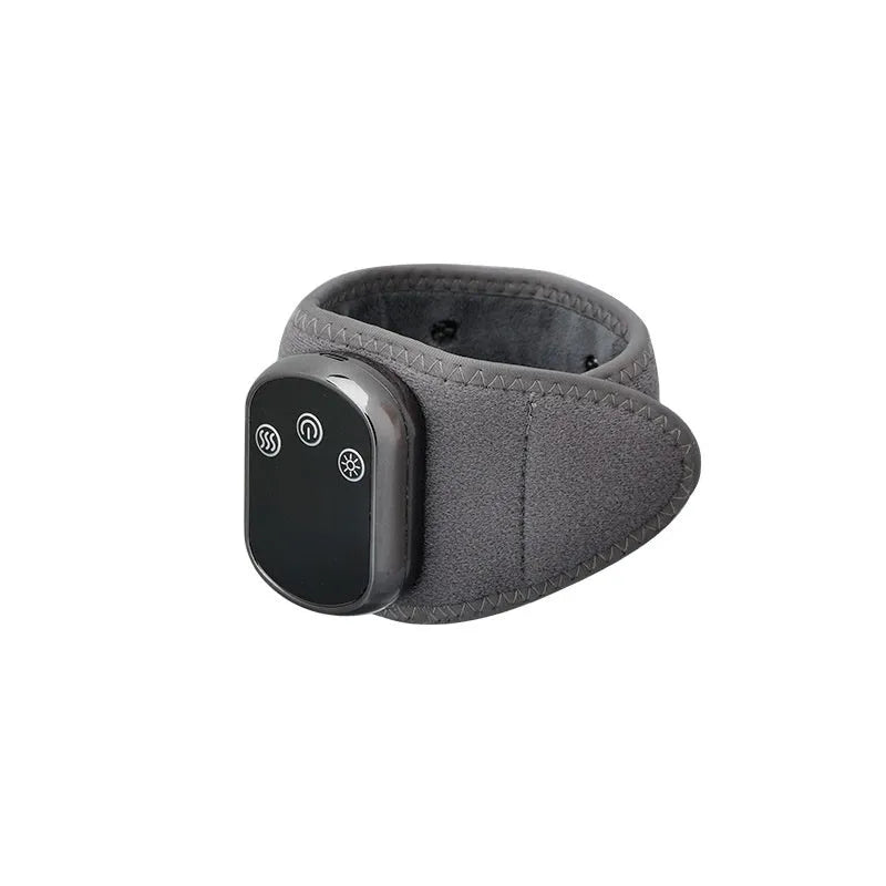 Grey cloth hand physiotherapy massage instrument with adjustable wrap and Type-C charging cable