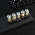 RGB Luminotron LED digital desk clock showing time display with colourful lighting effects