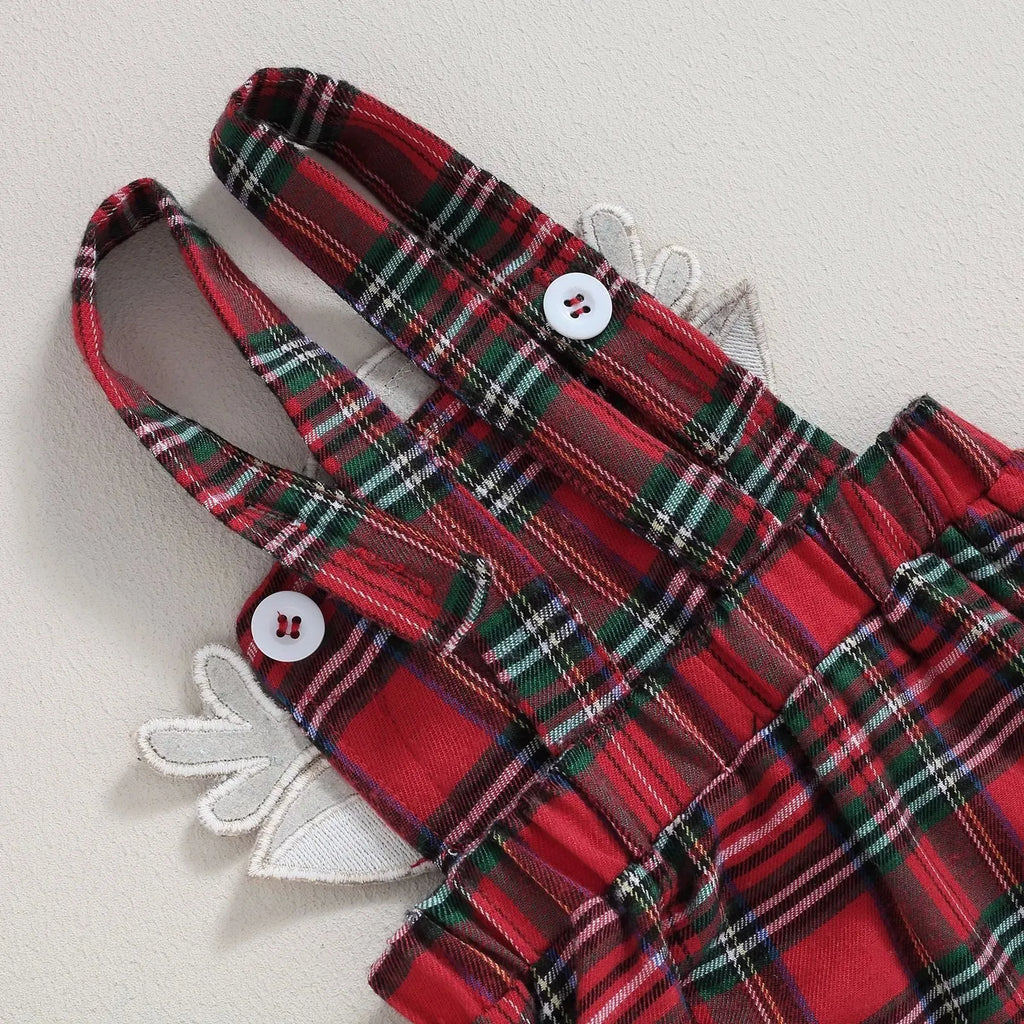 Red Christmas baby girl set with jumpsuit, skirt and headband in sizes 0-3 to 12-18 months