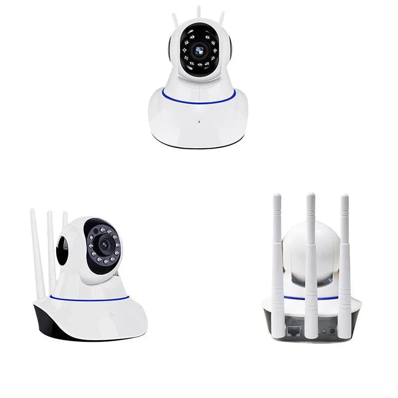 White dome-style wireless security camera with 2MP resolution for indoor and outdoor monitoring