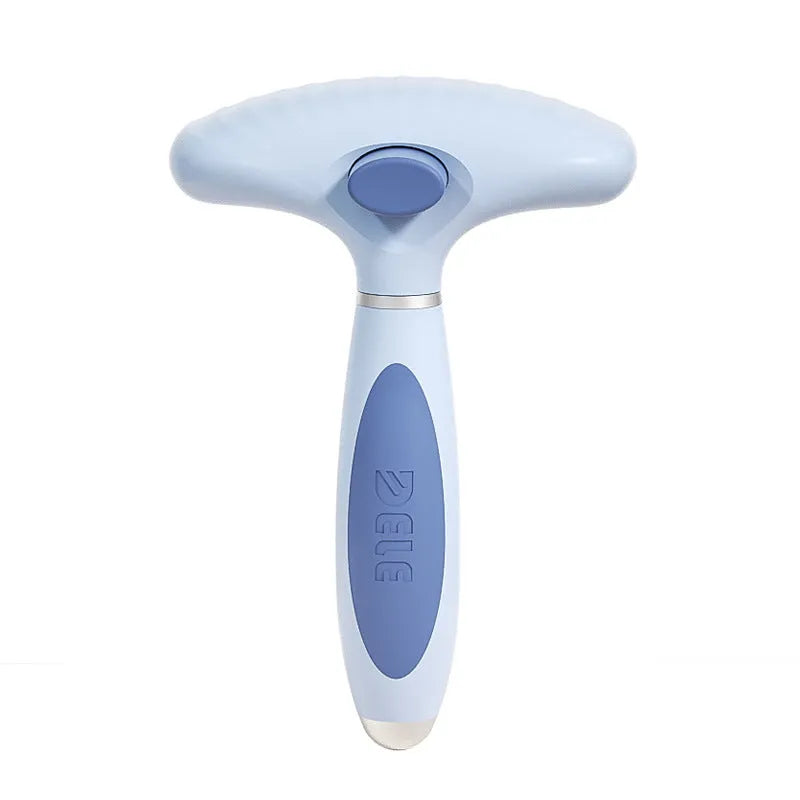 Stainless steel double row pet grooming comb for dog hair removal in Apple White or Azure Light Blue