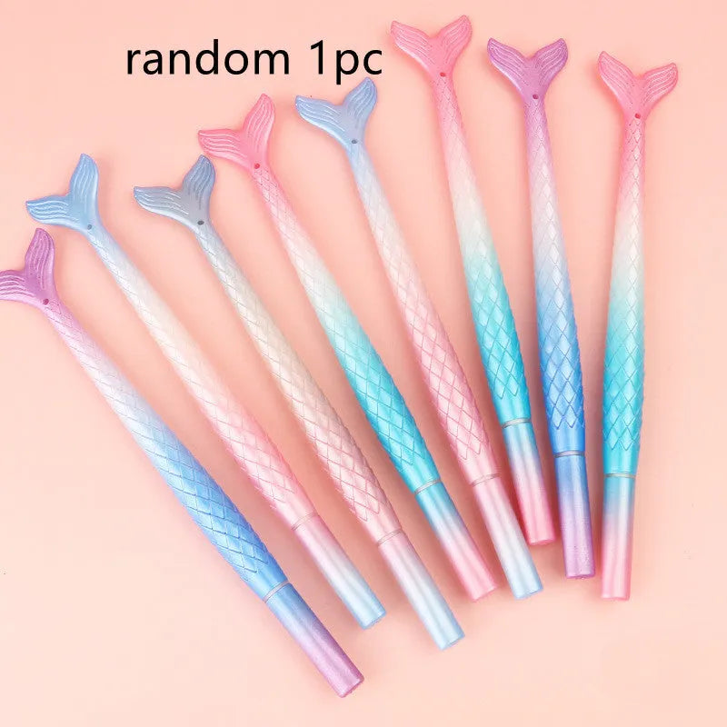 Mermaid-themed gel pen with 0.38mm needle tip and cartoon design plastic casing
