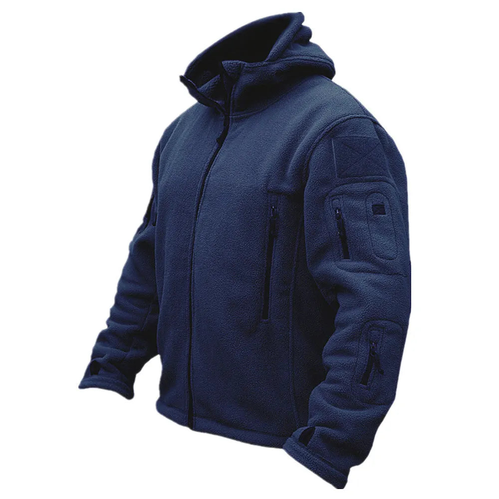 Men's Outdoor Keep Warm Liner Fleece Sweater Cold-proof Shell Jacket with Zipper Pockets Cotton Fabric Korean Style Round Hem Winter Layering Piece Available in Khaki Gray Black Army Green Navy Blue Sizes S to 4XL