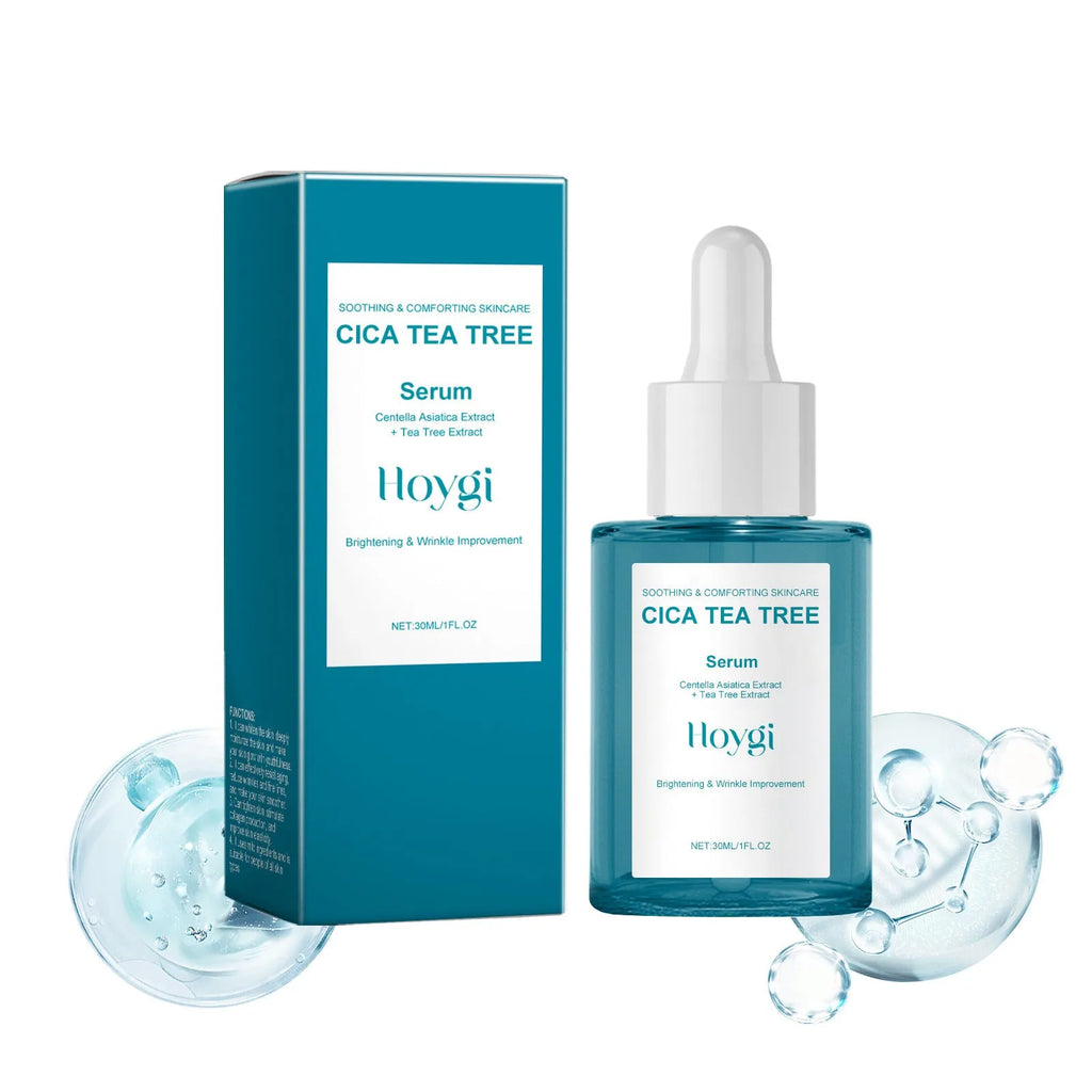 Blue glass bottle containing 30ml Centella Asiatica firming care solution serum for facial hydration