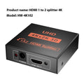 4K HDMI one-to-two distributor with mini, standard, and long cable model options