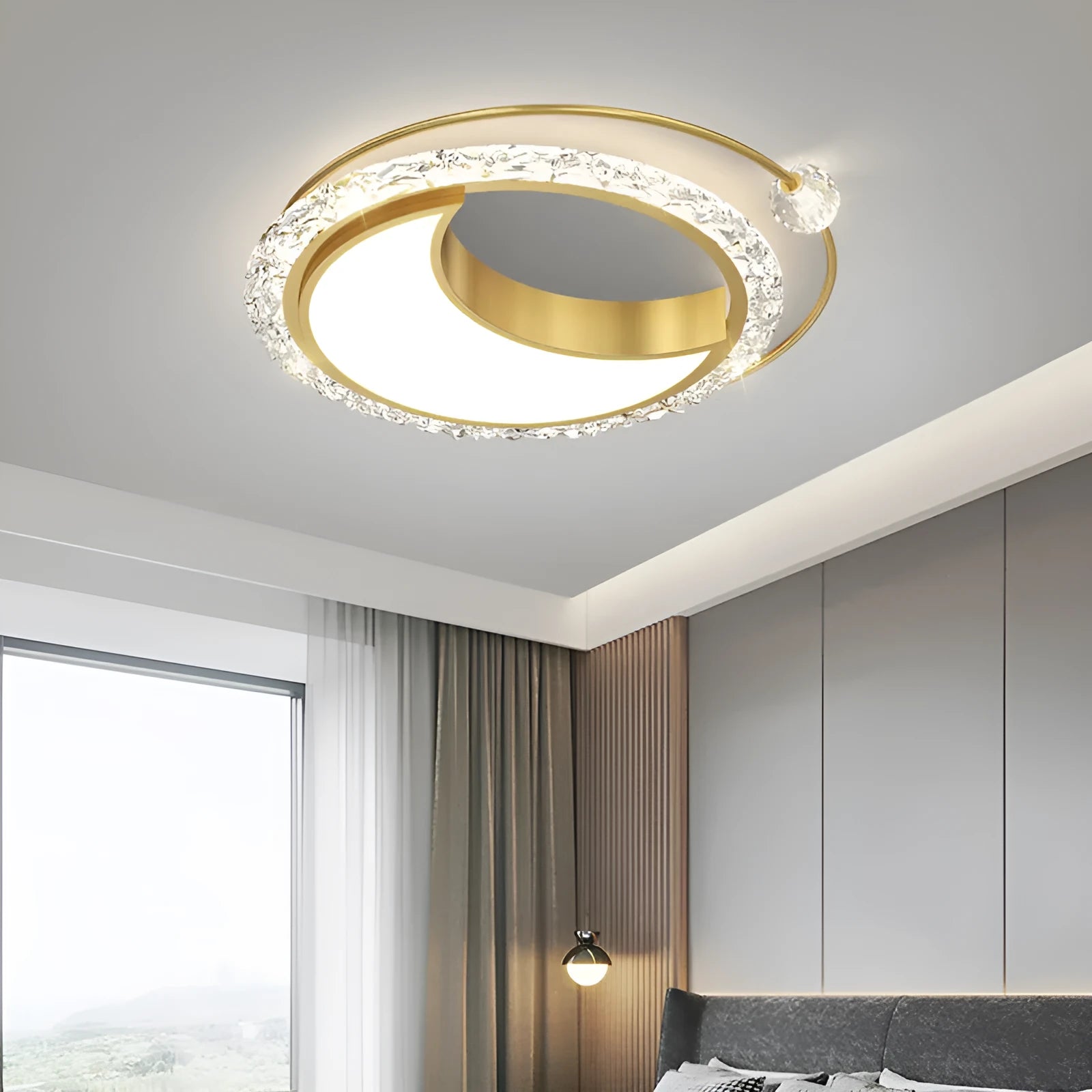 Nordic modern simplicity iron ceiling lamp in black finish 48cm diameter for bedroom or dining room