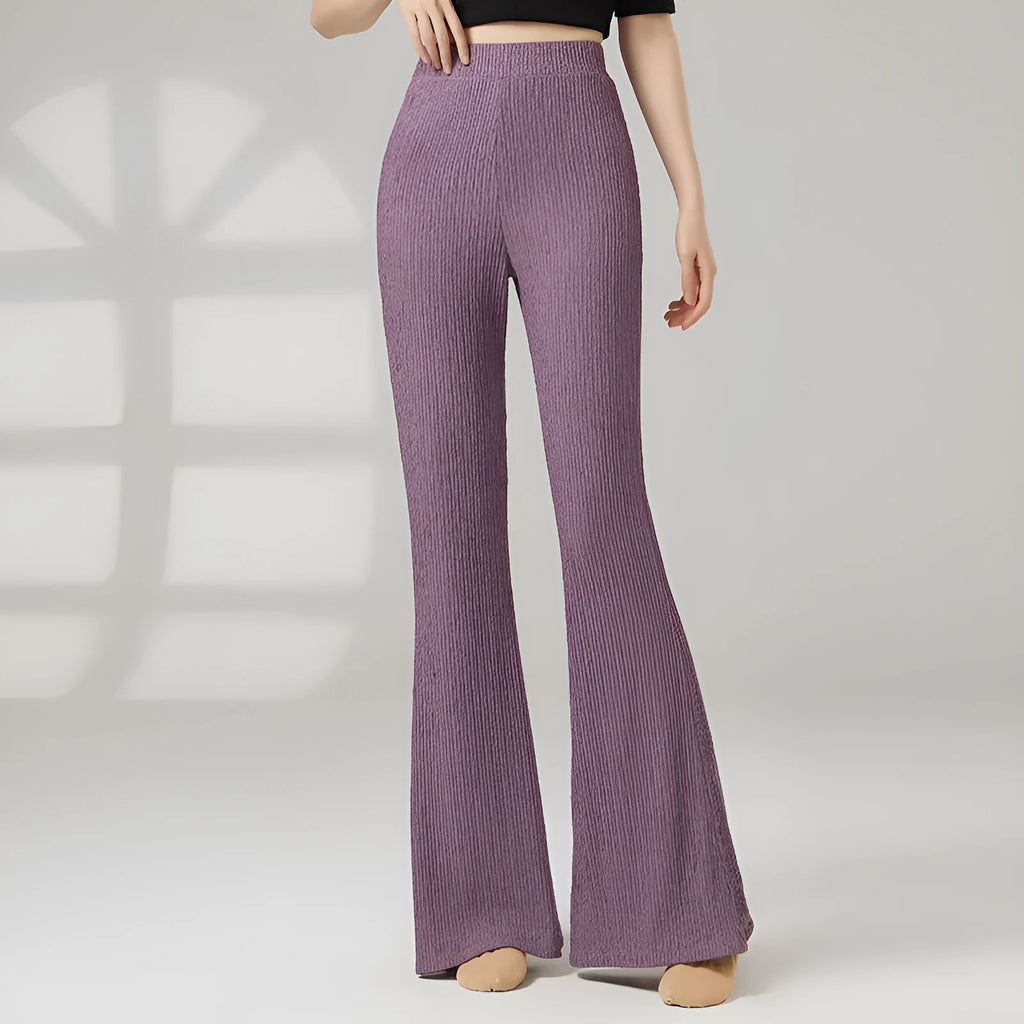Women's solid colour classical dance practice trousers in polyester, shown in Taro Purple.