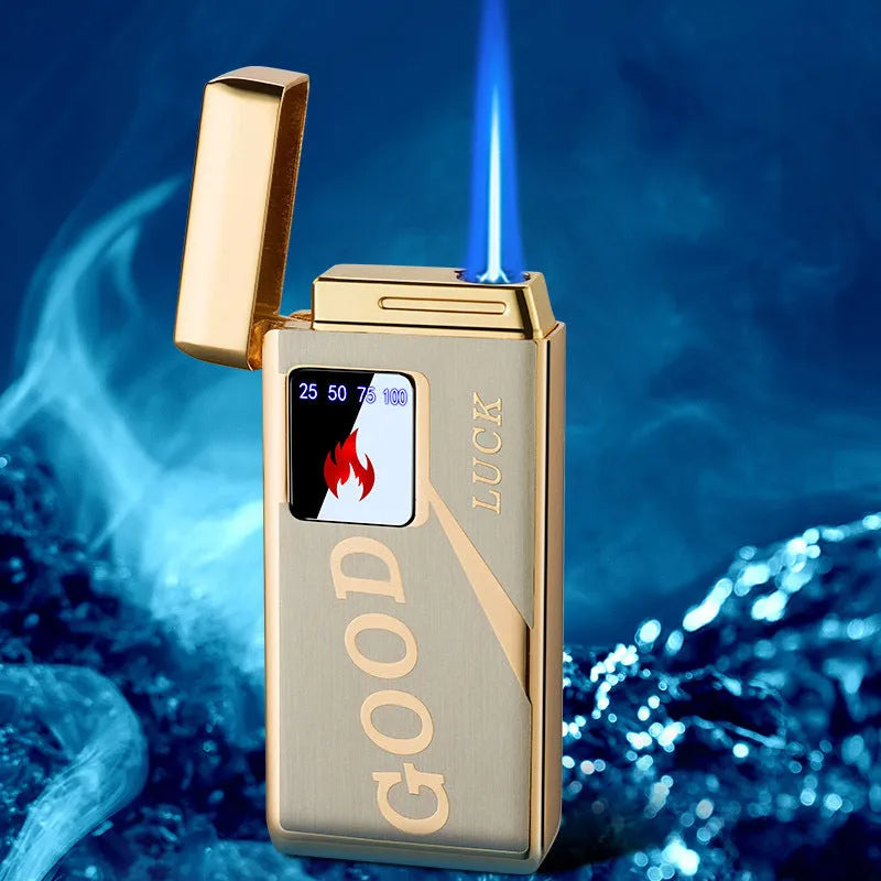 Touch-screen charging electronic lighter with alloy body and adjustable flame in Black Ice colour