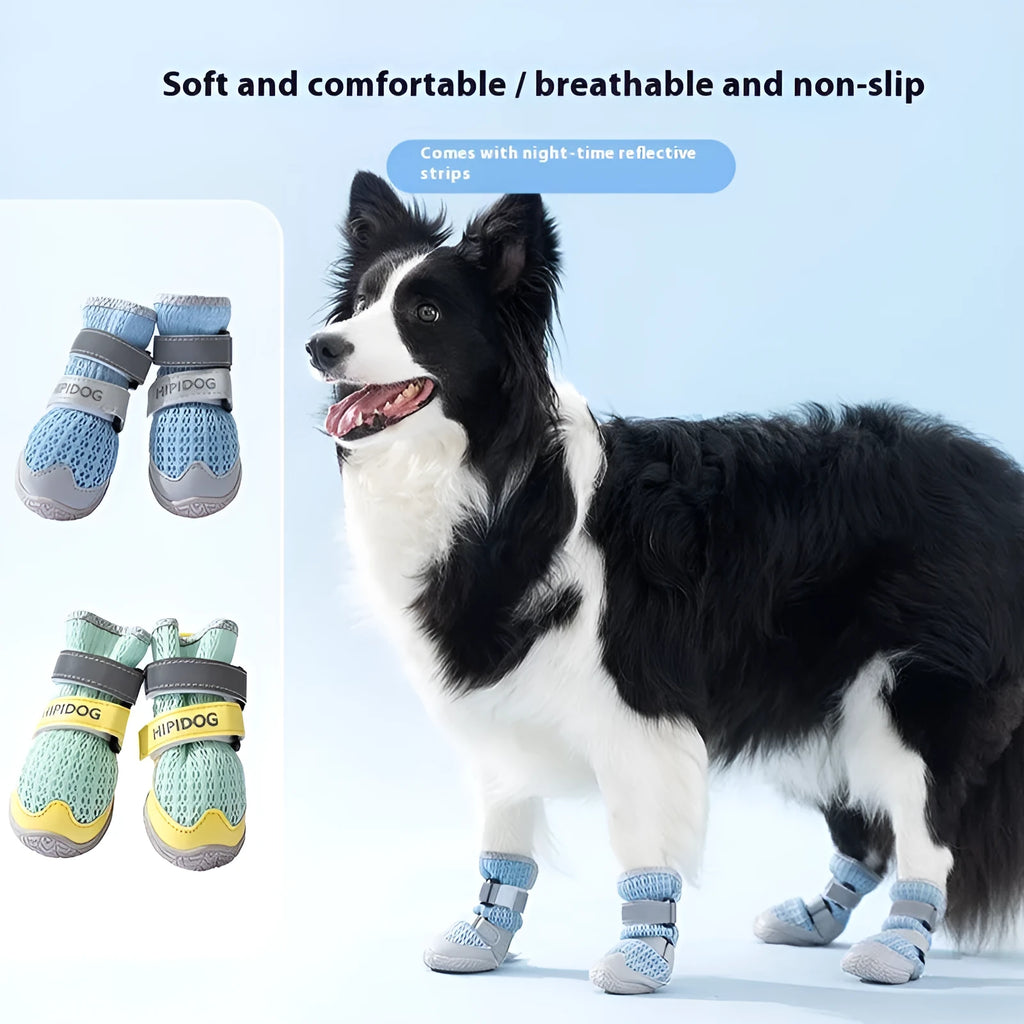 Cartoon style summer dog shoes in Bondi Blue colour made from wear-resistant PU material for anti-scald paw protection