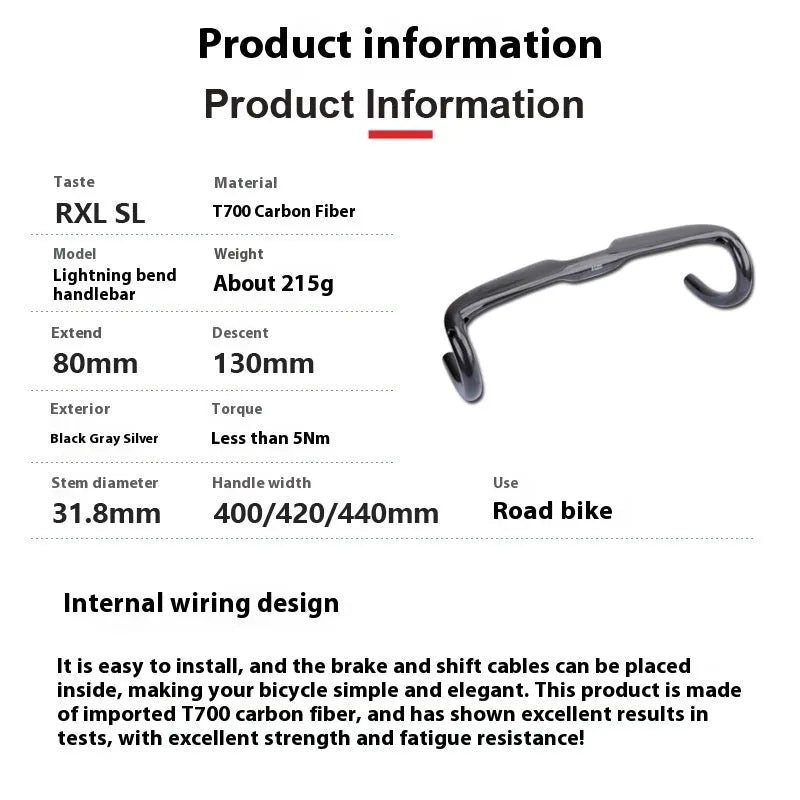 Carbon fibre road bicycle drop handlebar in black grey silver showing UD Matte and Bright finish options