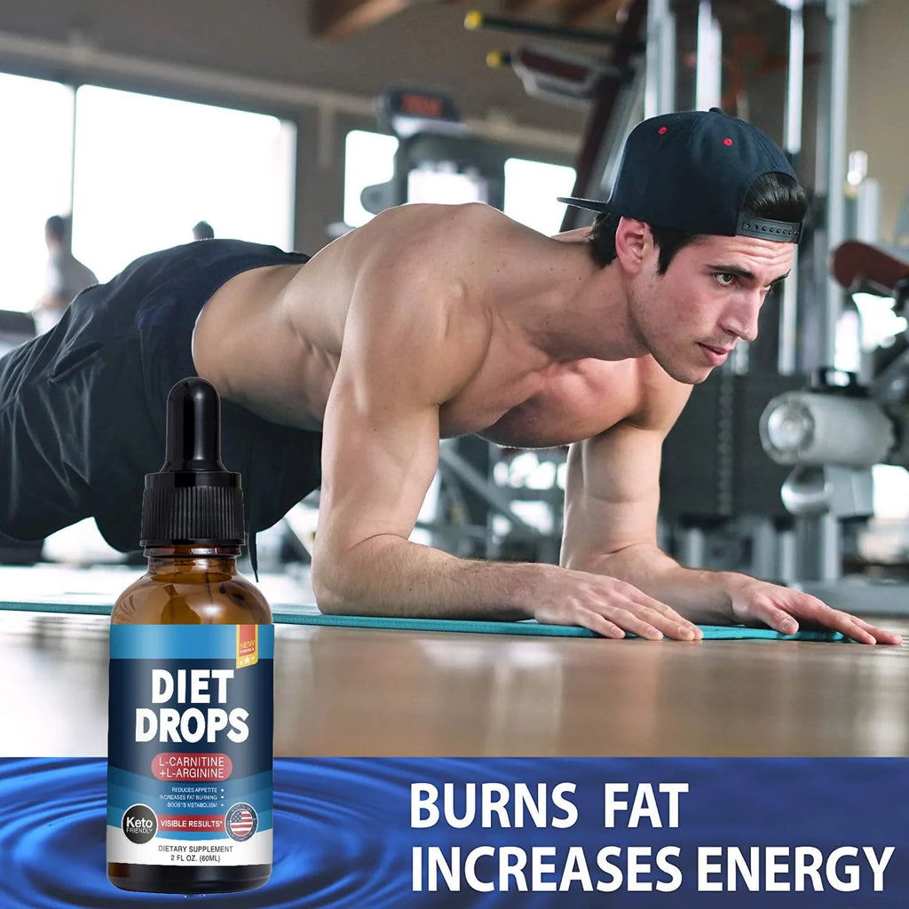 60ml bottle of ketone drops liquid supplement for weight management support.