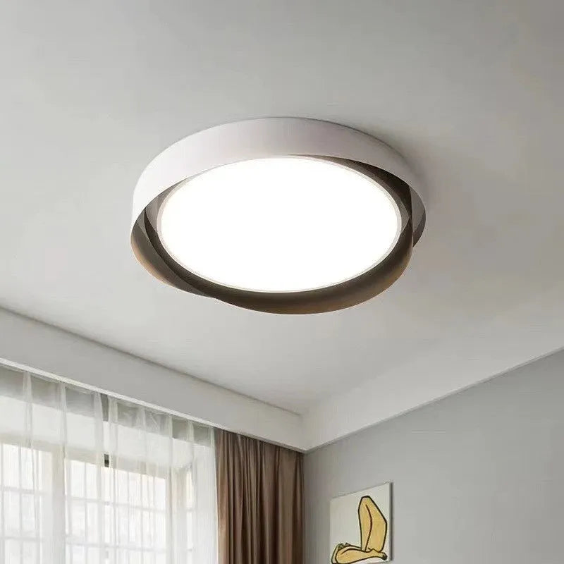 Minimalist bedroom ceiling light with iron body and acrylic shade, 40cm or 50cm diameter, white black colour option