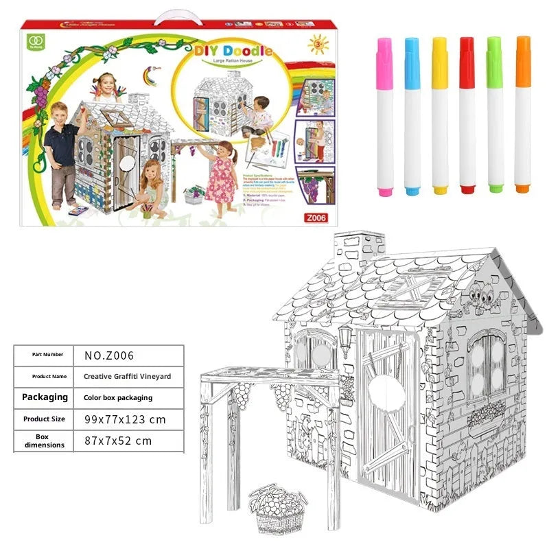 Handmade DIY assembled carton colour filling toy model paper craft kit in colour box