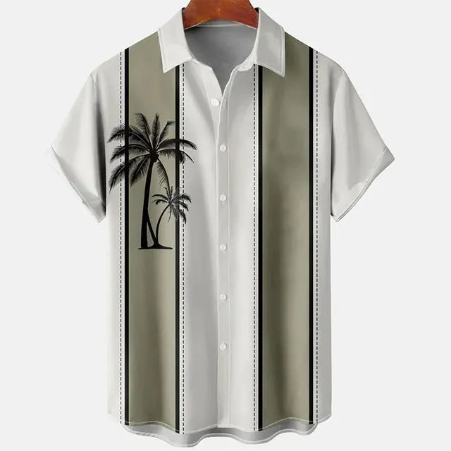 Men's slim fit short sleeve shirt with colourful 3D floral digital print on polyester fabric.