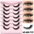 Box of natural false eyelashes showing six style variations with adhesive glue