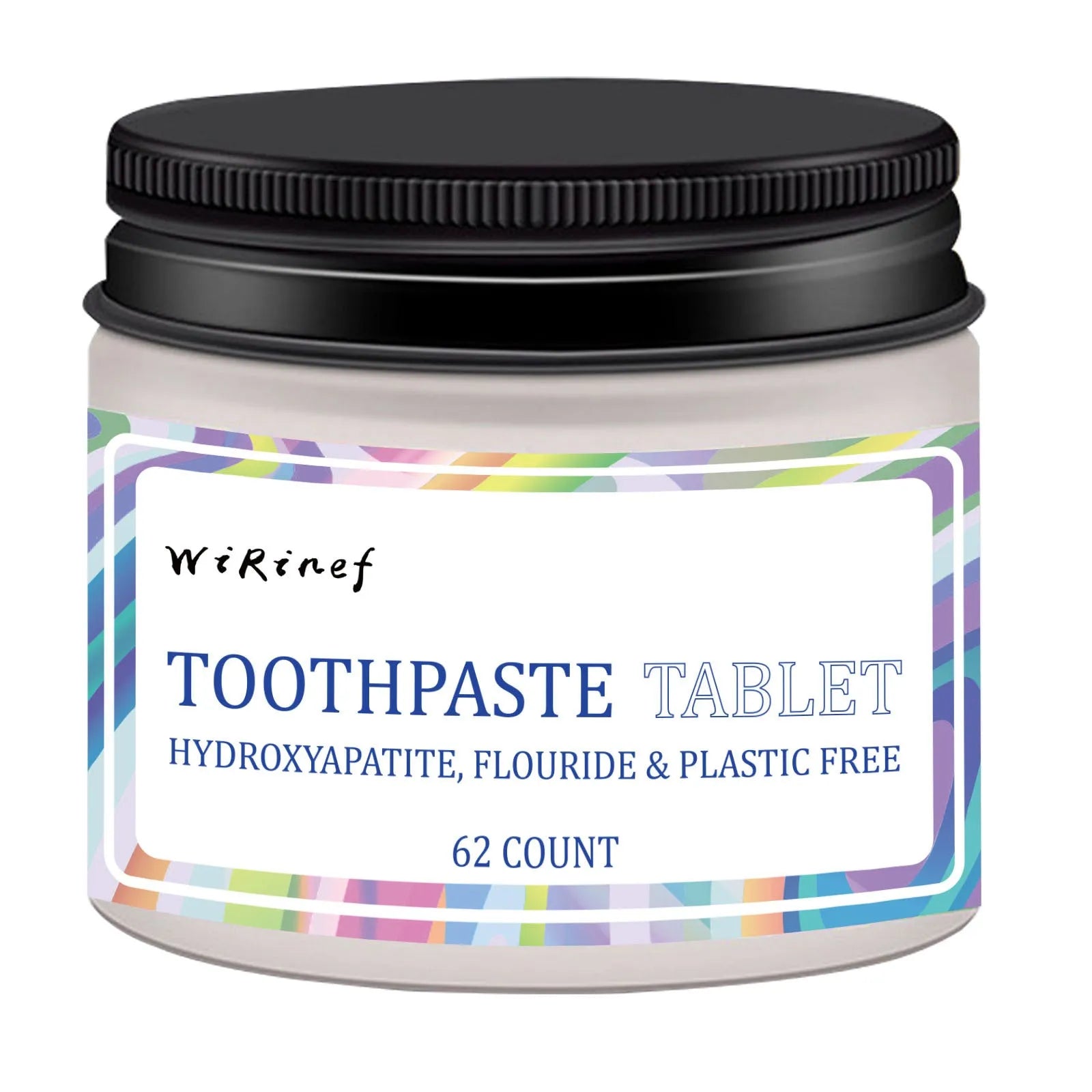 Pack of 62 white solid toothpaste tablets with mint flavour for portable chewing oral care